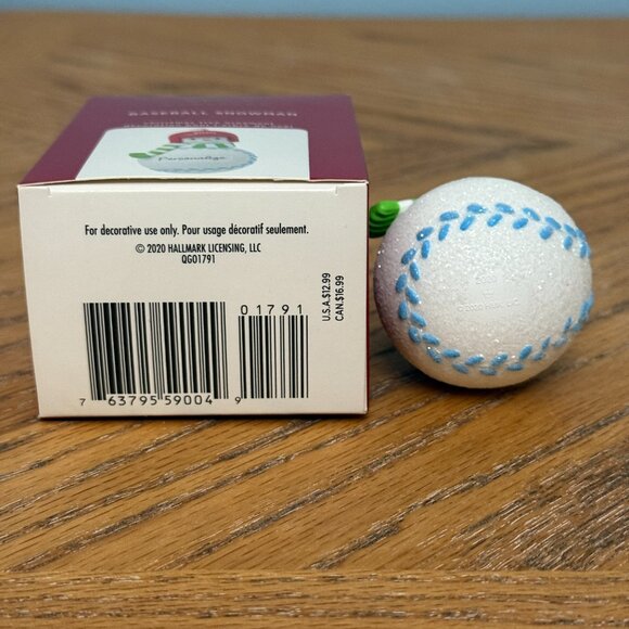 Hallmark Keepsake Ornament Baseball Snowman Personalize 2020 - Picture 6 of 9